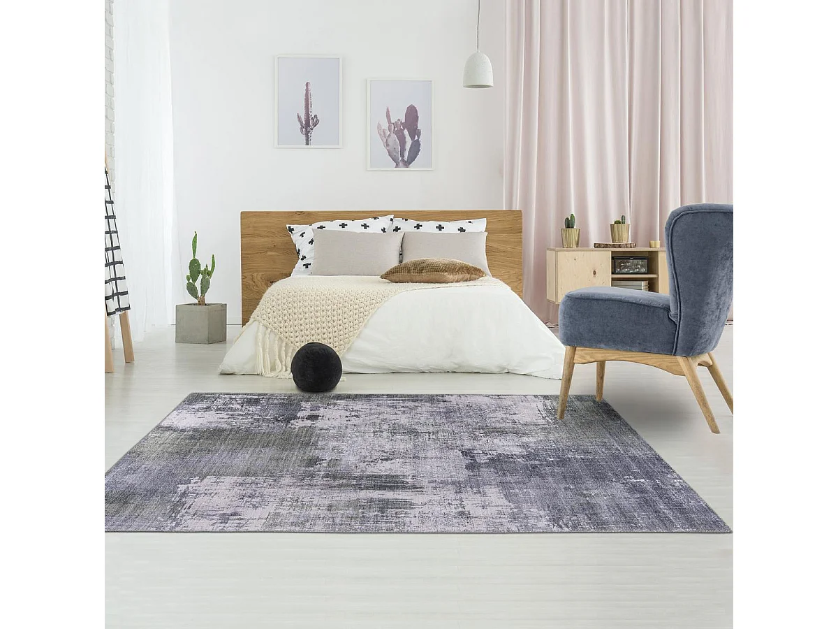 tapis grand salon 200x290 tissé gris rectangle motif abstrait VIVACE 13