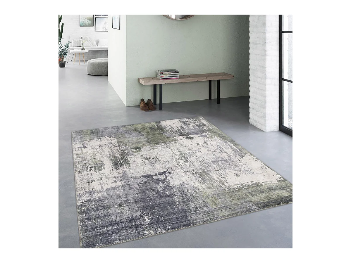 tapis grand salon 200x290 tissé gris rectangle motif abstrait VIVACE 13