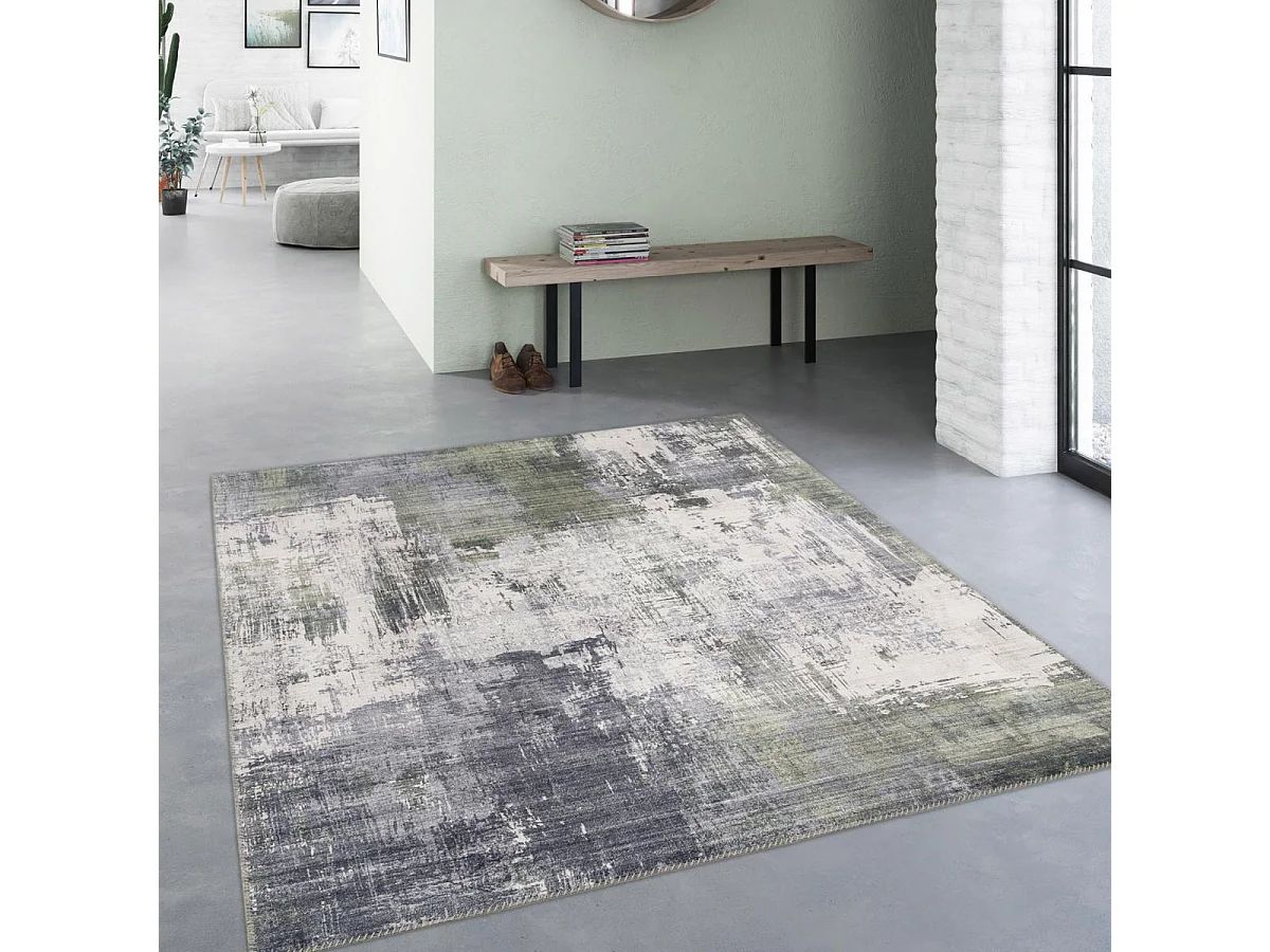 tapis grand salon 200x290 tissé gris rectangle motif abstrait VIVACE 13