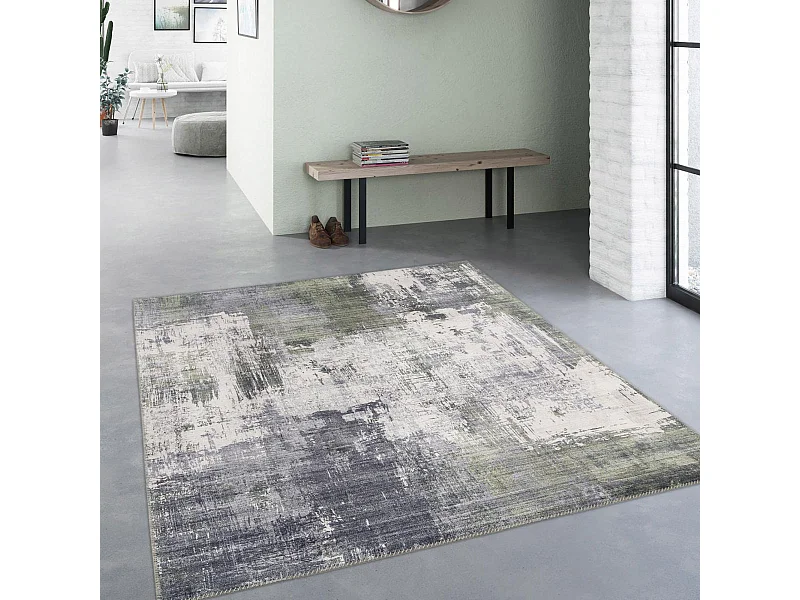 tapis grand salon 200x290 tissé gris rectangle motif abstrait VIVACE 13
