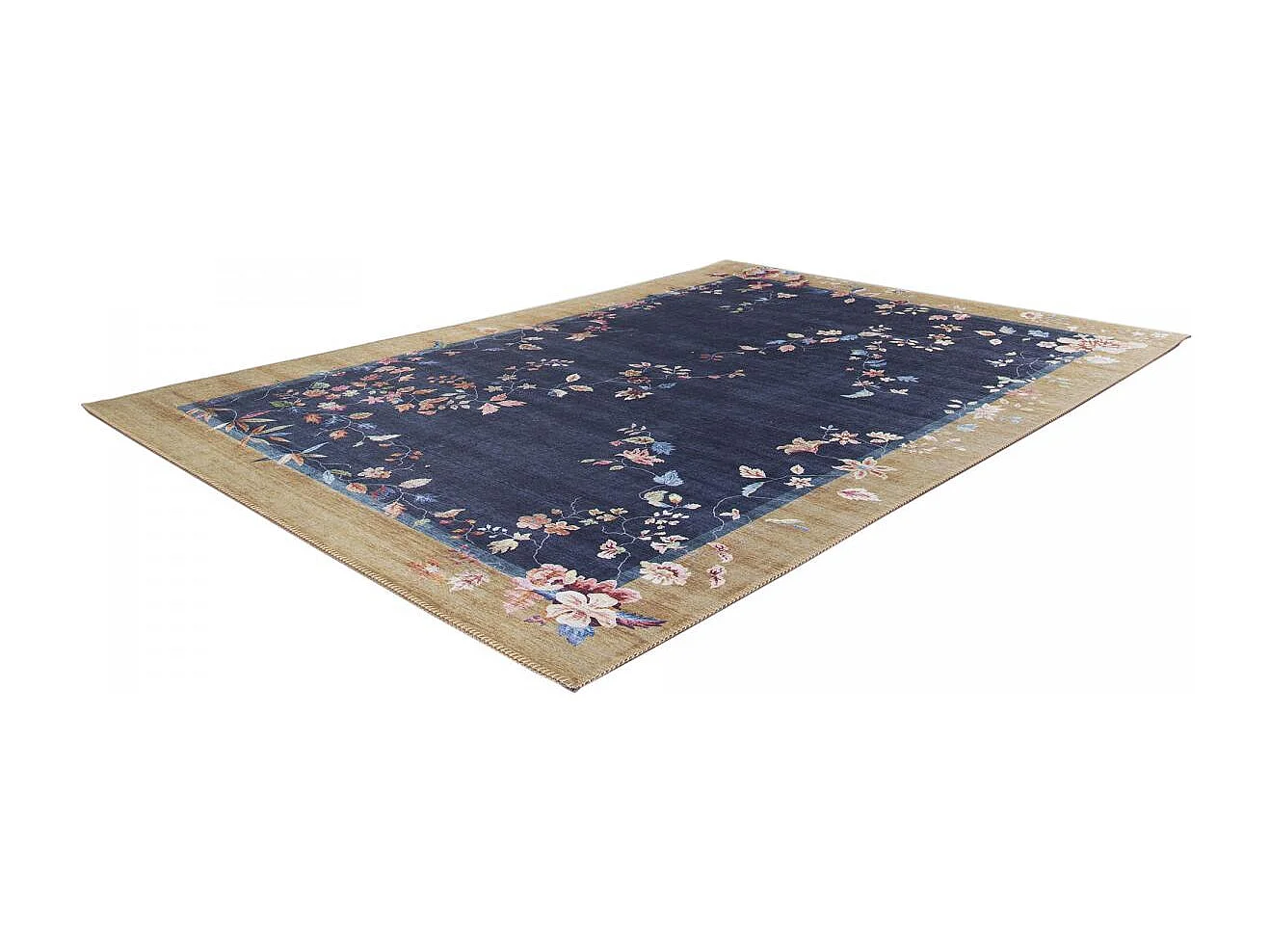 tappeto per sala da pranzo 160x230 motivo floreale rettangolare intrecciato beige e blu VIVACE 7