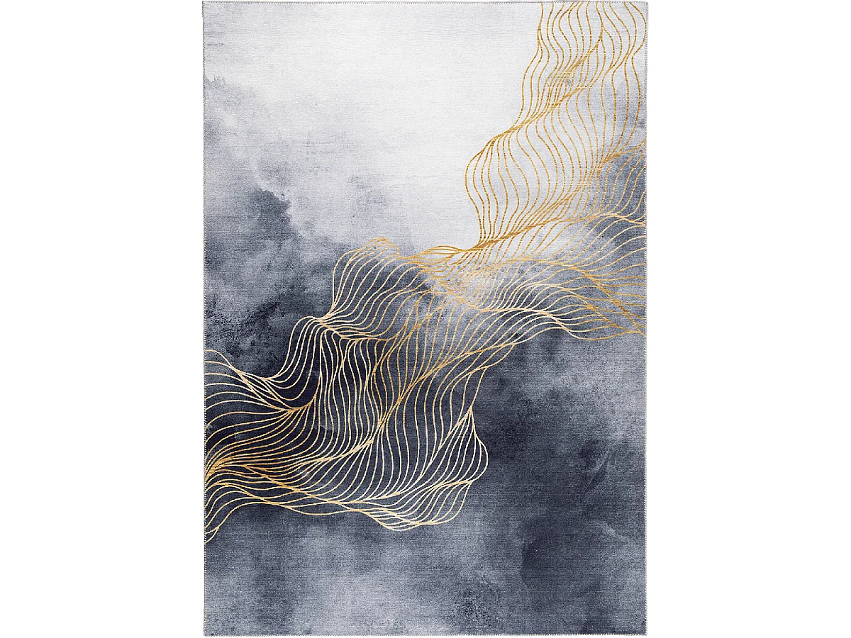 tapis salon 120x170 tissé gris et crème rectangle motif abstrait VIVACE 12