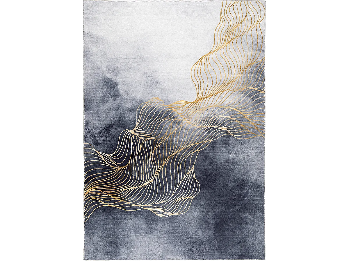 tapis salon 120x170 tissé gris et crème rectangle motif abstrait VIVACE 12