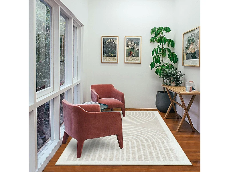 tapis salle à manger 160x230 tissé beige rectangle motif géométrique GUTOPIA