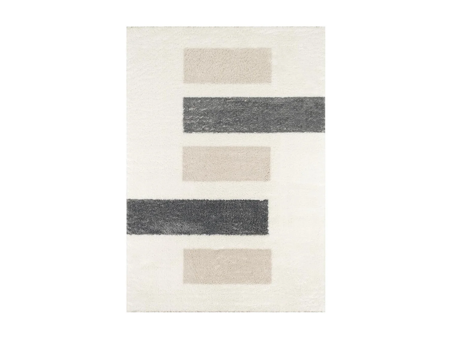 Tapis shaggy 200x290 rectangle tissé marron et gris motif géométrique NUEVO 1