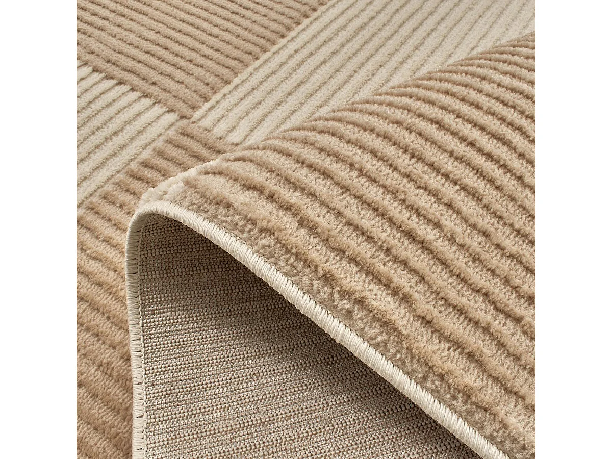 tapis entrée 80x150 tissé crème rectangle motif géométrique LUNKIN 5