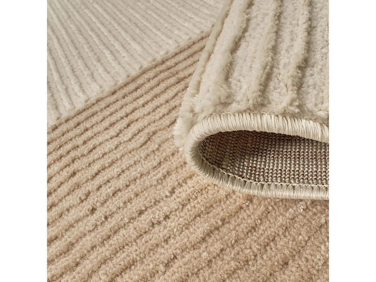 tapis entrée 80x150 tissé crème rectangle motif géométrique LUNKIN 5