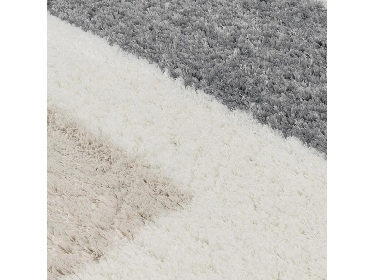 Tapis shaggy 120x160 rectangle tissé marron et gris motif géométrique NUEVO 1