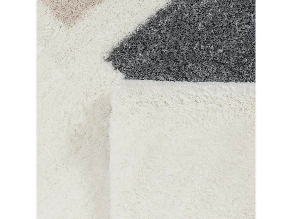 Tapis shaggy 120x160 rectangle tissé marron et gris motif géométrique NUEVO 1