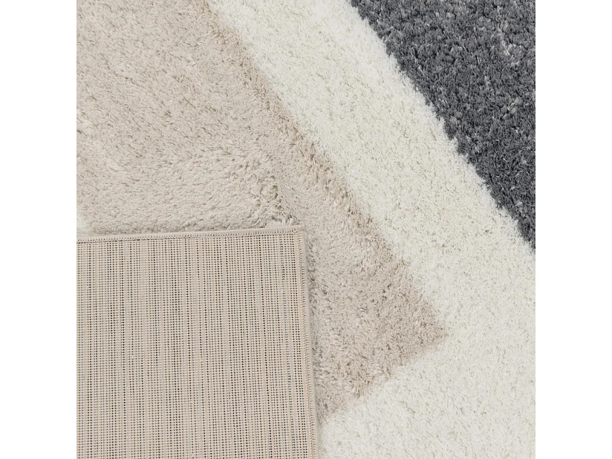 Tapis shaggy 120x160 rectangle tissé marron et gris motif géométrique NUEVO 1