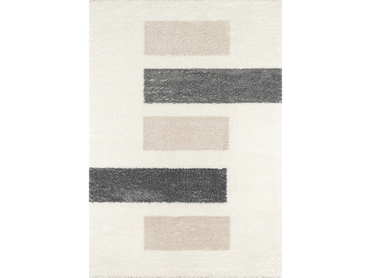 Tapis shaggy 120x160 rectangle tissé marron et gris motif géométrique NUEVO 1