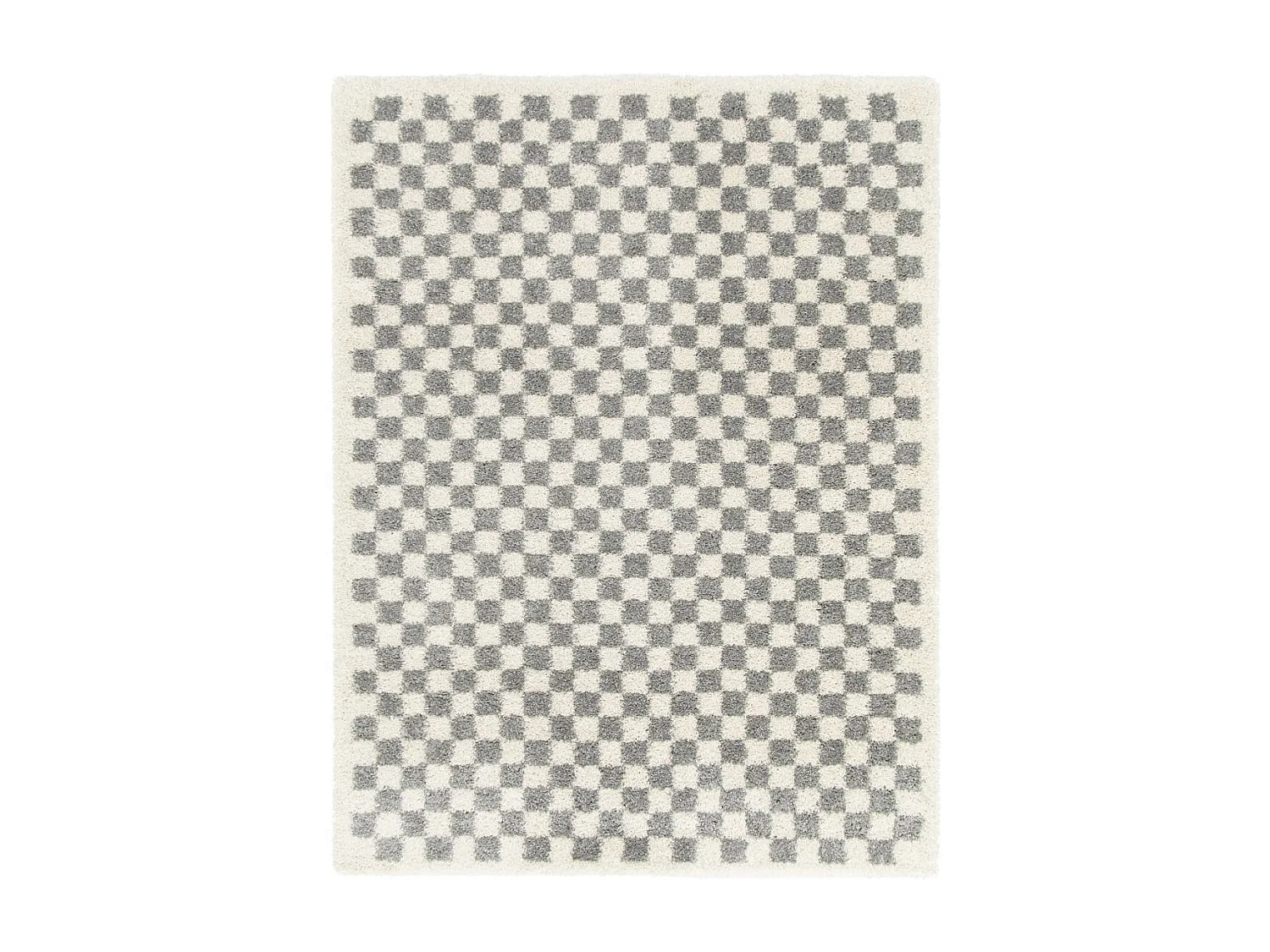 Tapis shaggy 200x290 rectangle tissé gris et beige motif géométrique AVANTE