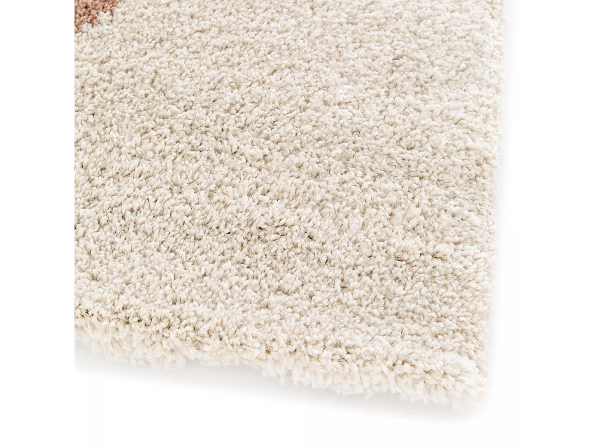 Tapis shaggy 120x170 rectangle tissé beige et orange motif géométrique AURORA 3