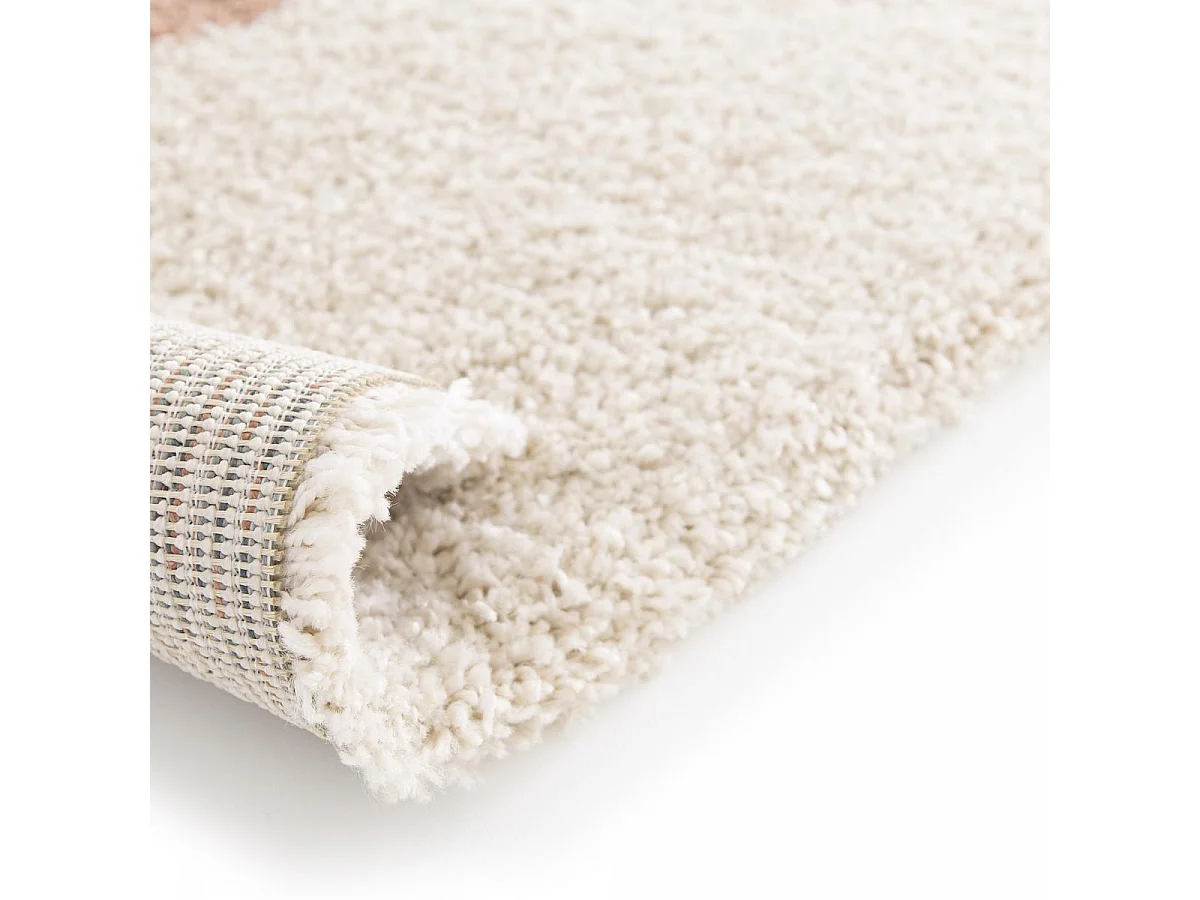 Tappeto shaggy 120x170 rettangolo intrecciato beige e arancio motivo geometrico AURORA 3