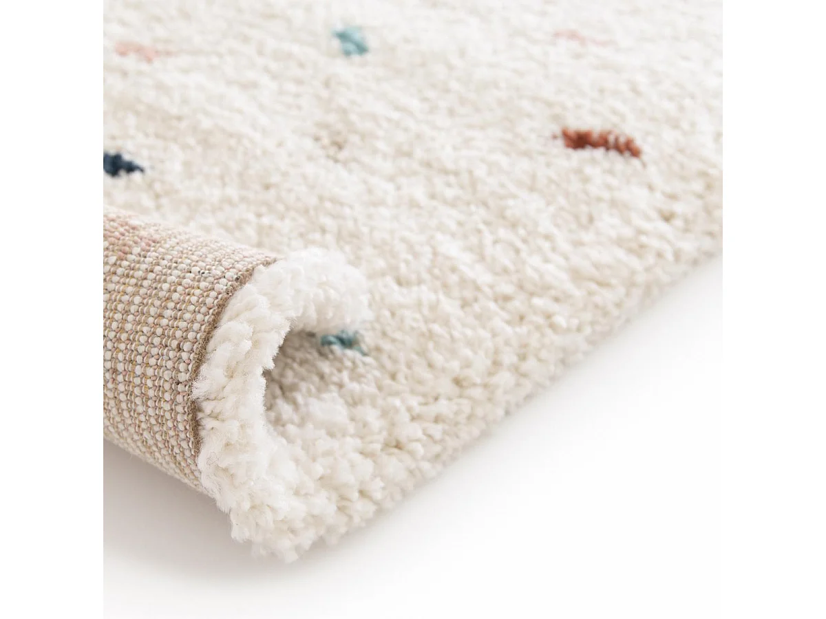 Tapis shaggy 120x170 rectangle tissé rose et crème motif simple CALYPSO 4