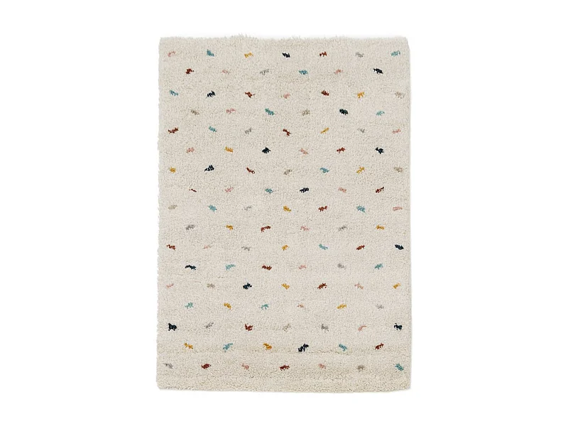 Tapis shaggy 120x170 rectangle tissé rose et crème motif simple CALYPSO 4