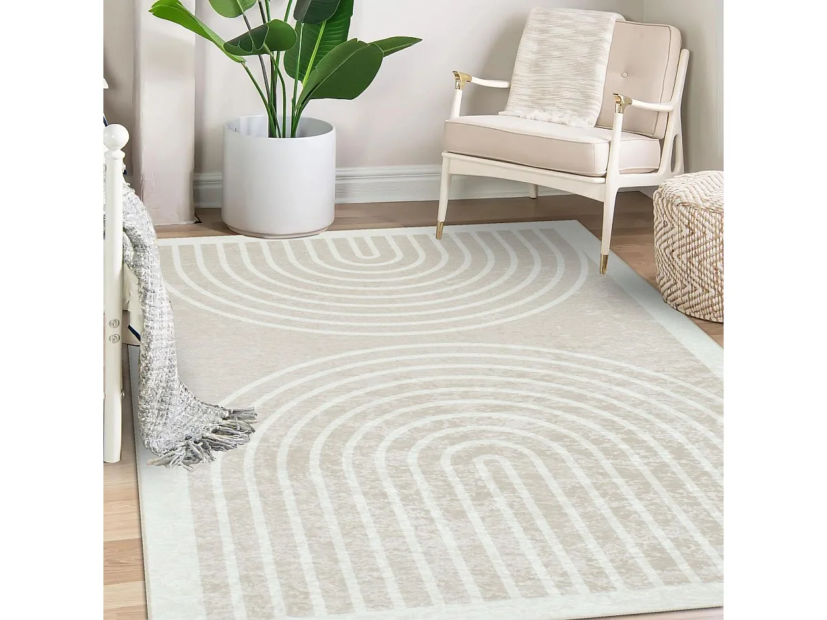 tapis entrée 80x150 tissé beige rectangle motif géométrique GUTOPIA