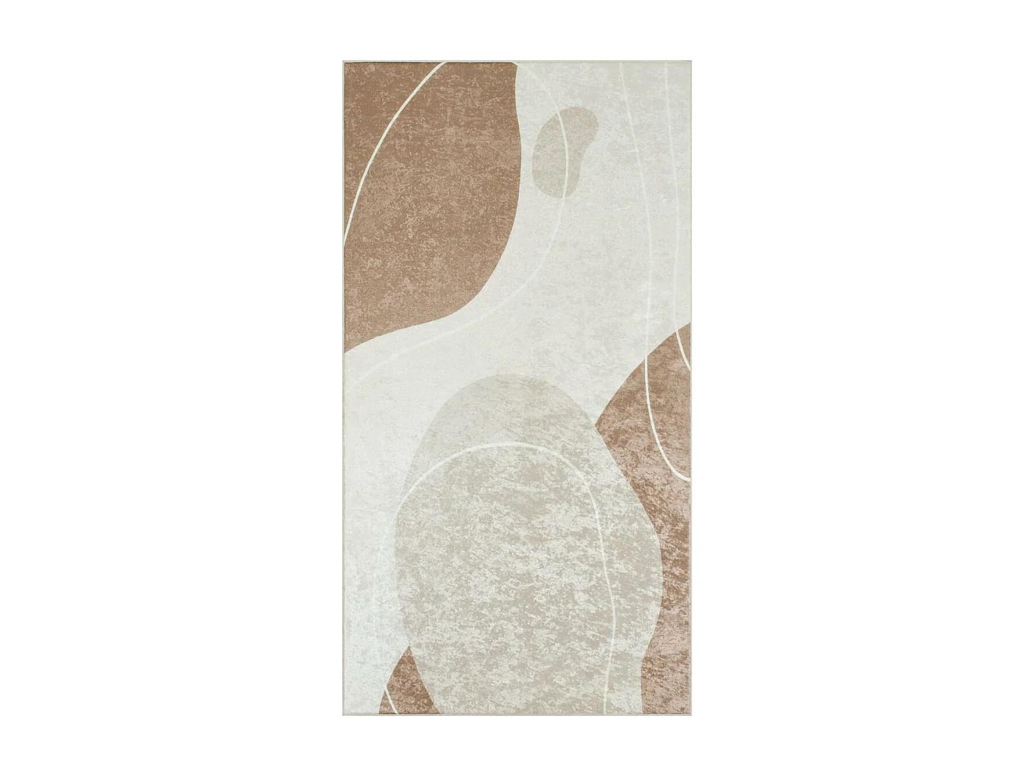 tapis entrée 80x150 tissé marron et crème rectangle motif abstrait GUTOPIA 1