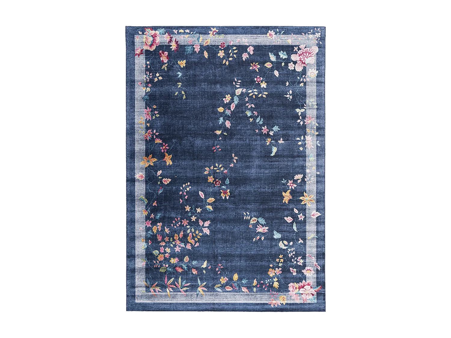 tappeto da soggiorno grande 200x290 tessuto rettangolare blu e rosa motivo floreale VIVACE 8