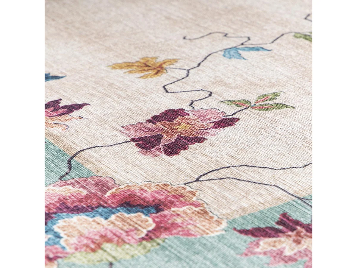 tapis salon 120x170 tissé rose et bleu rectangle motif floral VIVACE 7