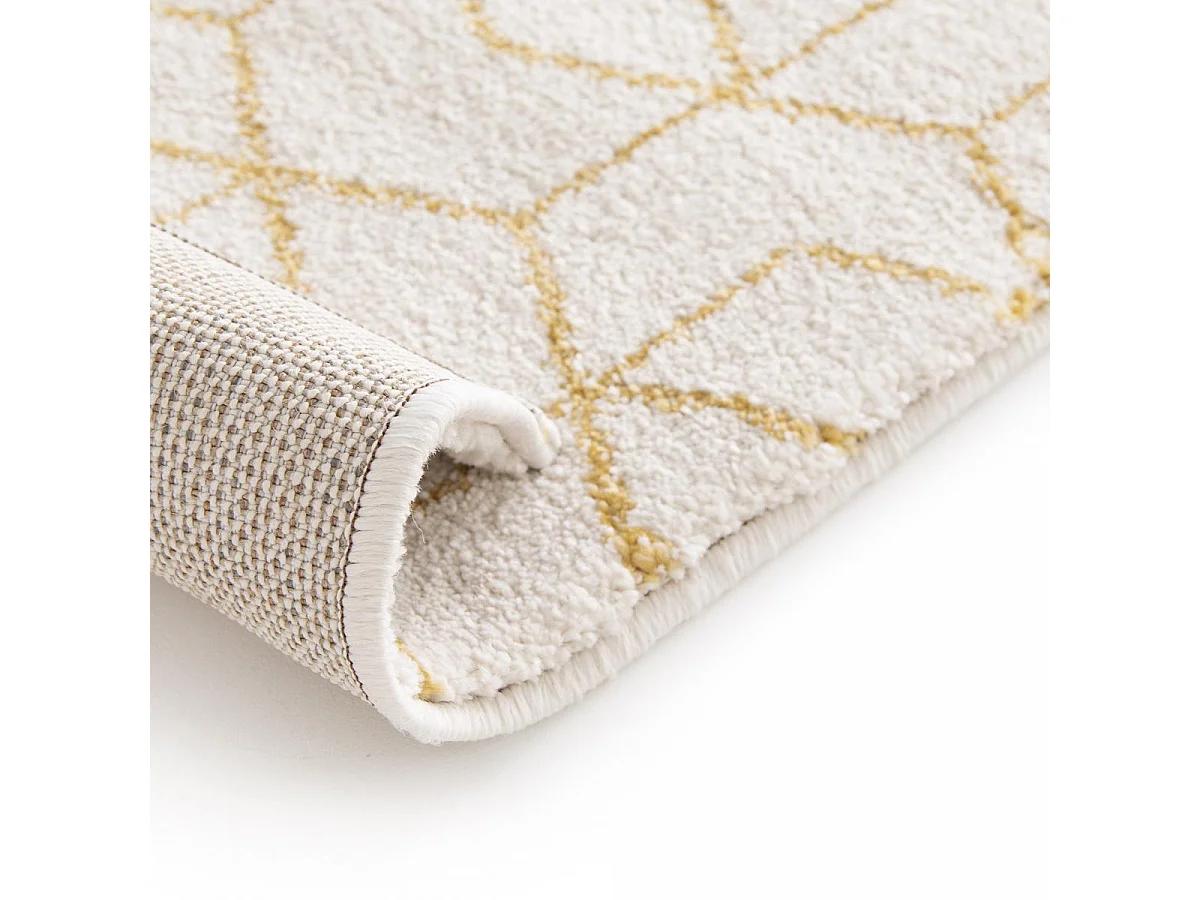 tapis chambre 80x150 tissé beige et jaune rectangle motif géométrique BELLA 3