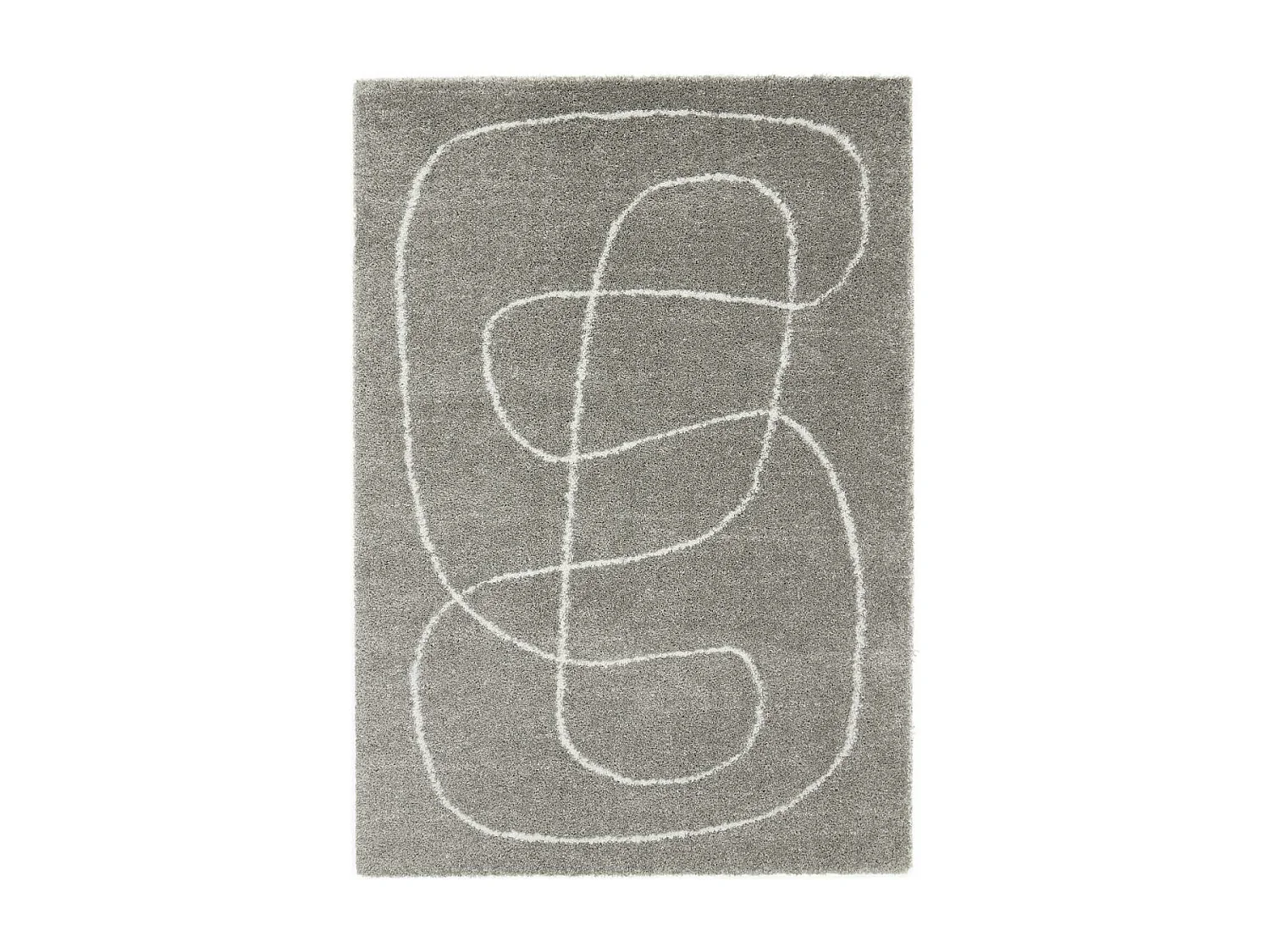 Tapis shaggy 120x170 rectangle tissé gris et crème motif abstrait AMORE 9