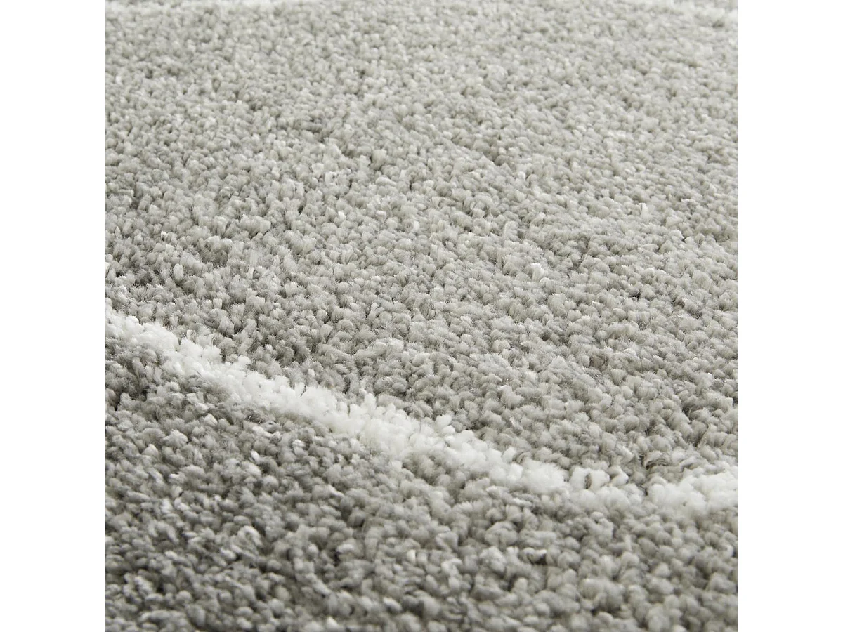 Tapis shaggy 120x170 rectangle tissé gris et crème motif abstrait AMORE 9