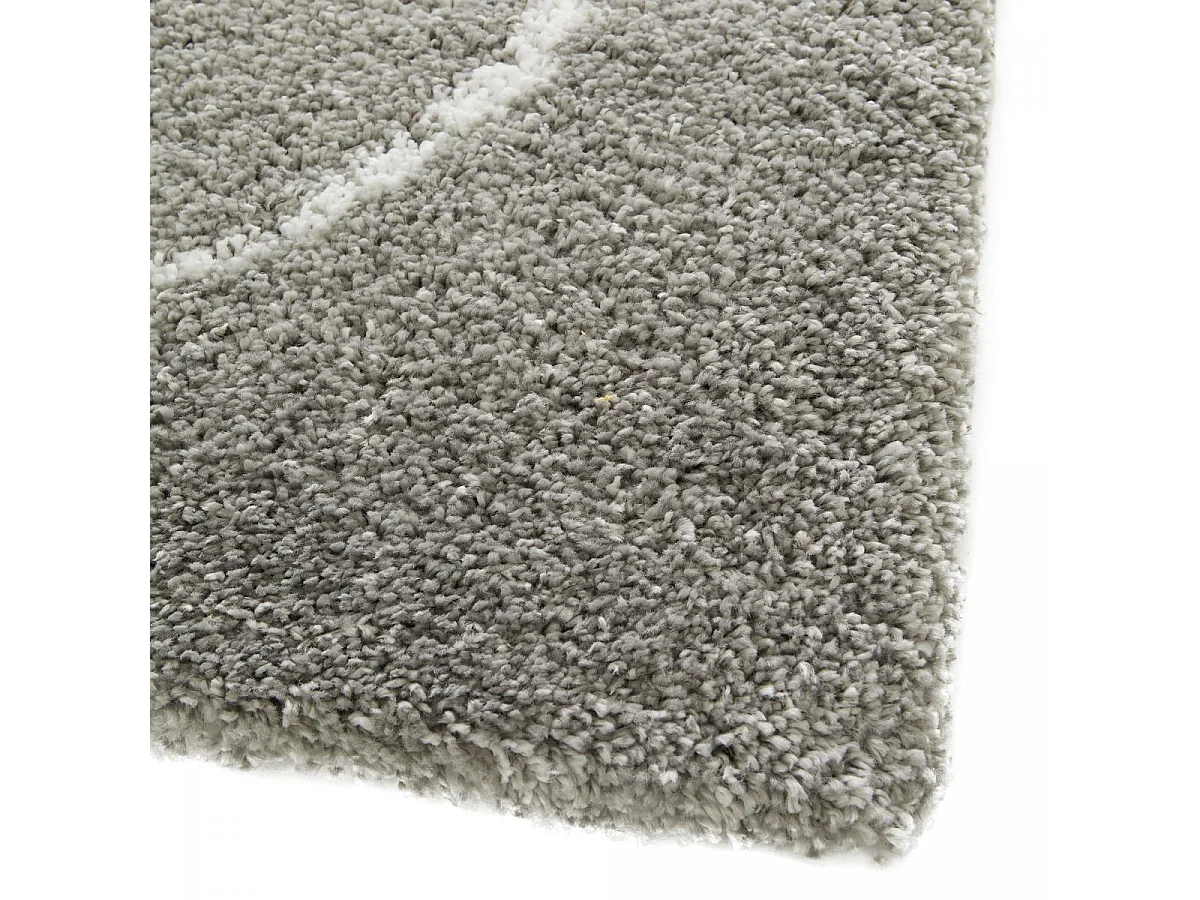 Tapis shaggy 120x170 rectangle tissé gris et crème motif abstrait AMORE 9