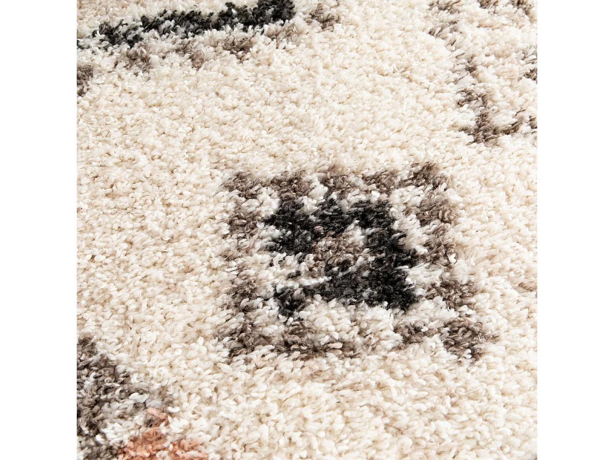Tapis shaggy 160x230 rectangle tissé crème motif berbère CROMA 6