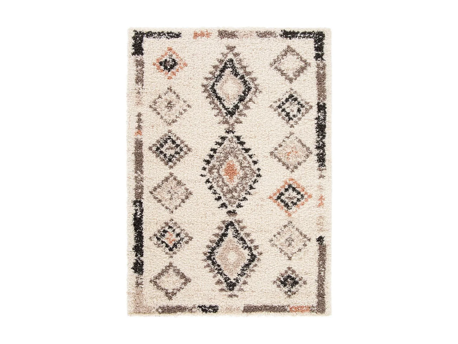 Tapis shaggy 160x230 rectangle tissé crème motif berbère CROMA 6