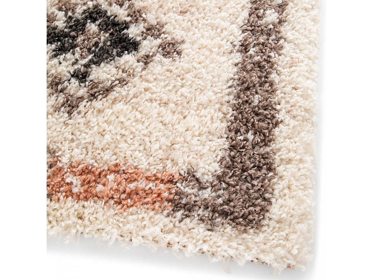 Tapis shaggy 160x230 rectangle tissé crème motif berbère CROMA 6