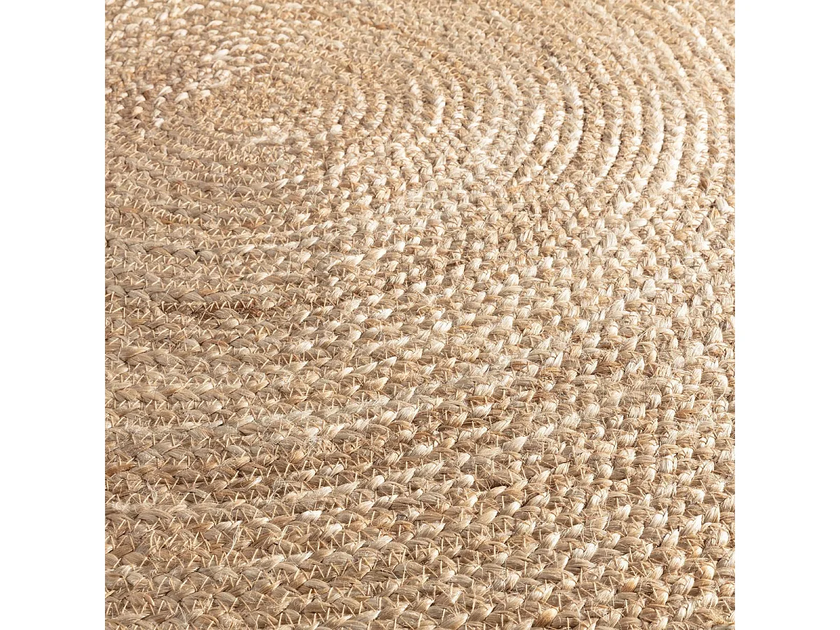 Tapis jute Ø120cm rond tissé beige EMBOW