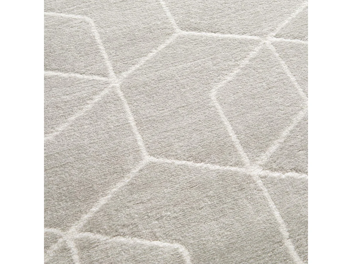 tapis salon 160x230 tissé gris et crème rectangle motif abstrait LUCEN 8
