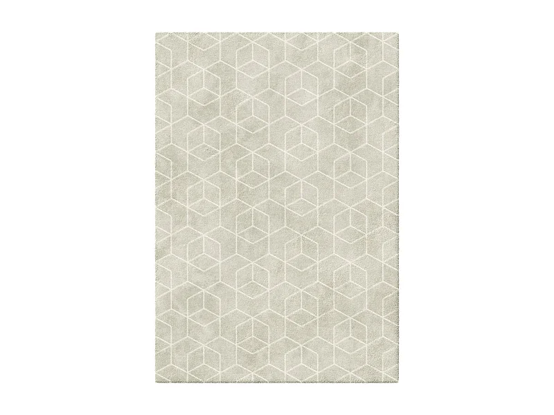 tapis salon 160x230 tissé gris et crème rectangle motif abstrait LUCEN 8