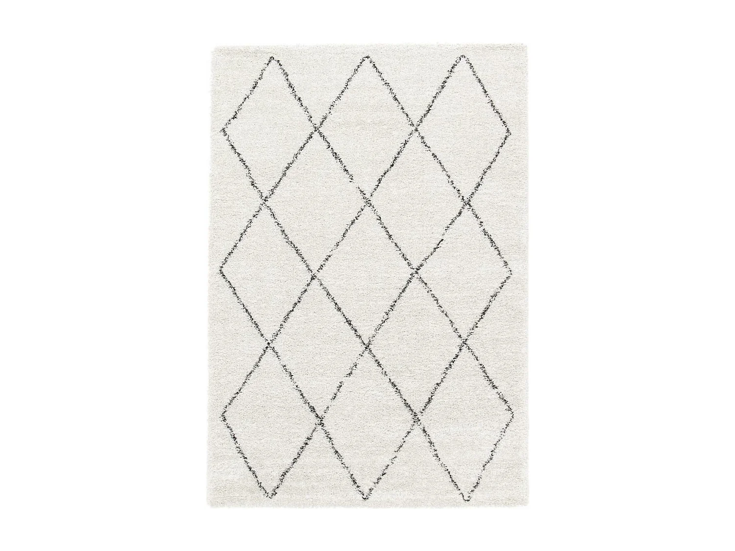 Tapis shaggy 200x290 rectangle tissé crème et gris motif abstrait AMORE 7