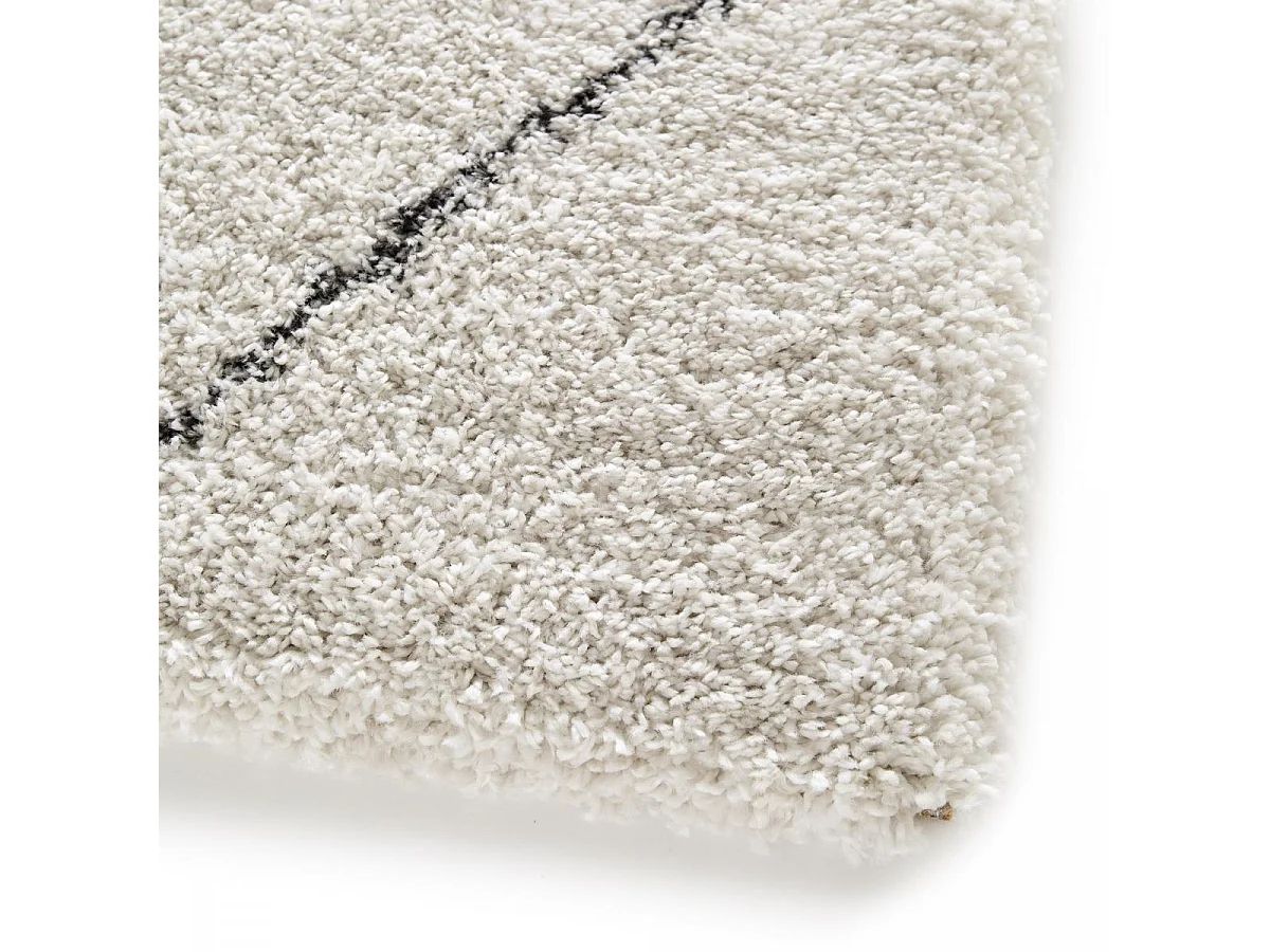 Tapis shaggy 200x290 rectangle tissé crème et gris motif abstrait AMORE 7