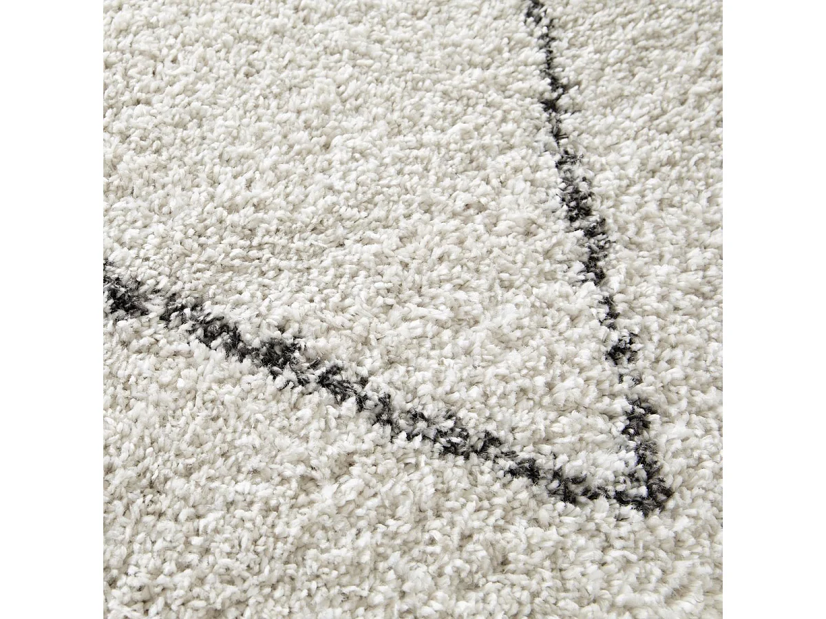 Tappeto Shaggy 200x290 rettangolo intrecciato color crema e grigio motivo astratto AMORE 7