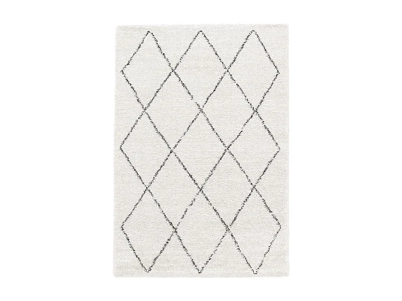 Tapis shaggy 200x290 rectangle tissé crème et gris motif abstrait AMORE 7