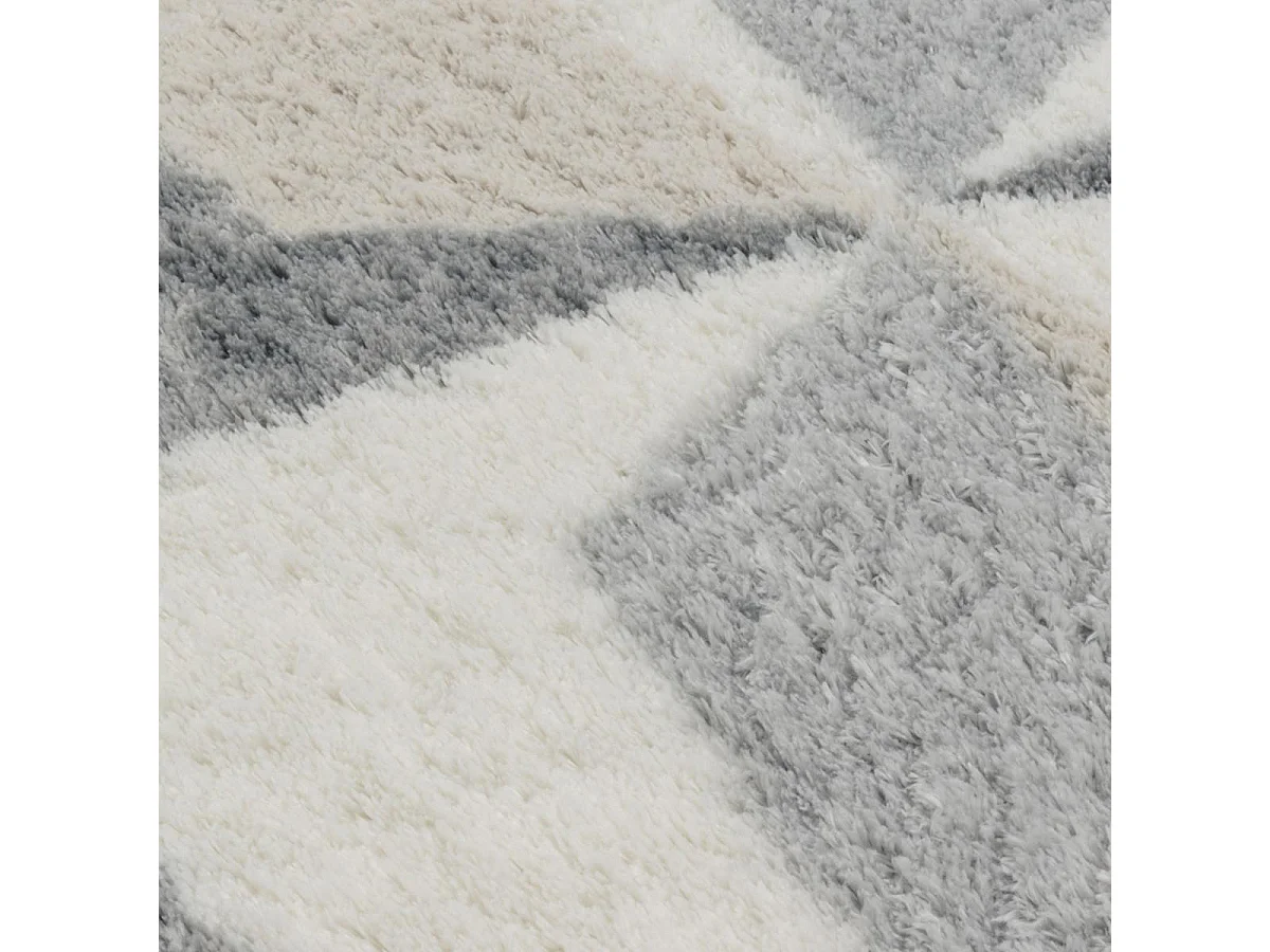 tapis entrée 80x150 tissé gris et blanc rectangle motif géométrique NUEVO