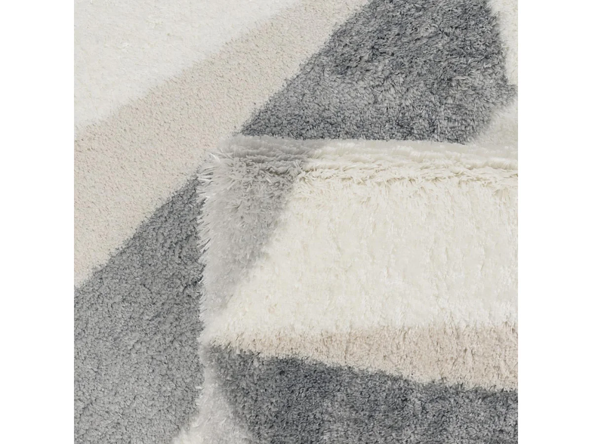 tapis entrée 80x150 tissé gris et blanc rectangle motif géométrique NUEVO