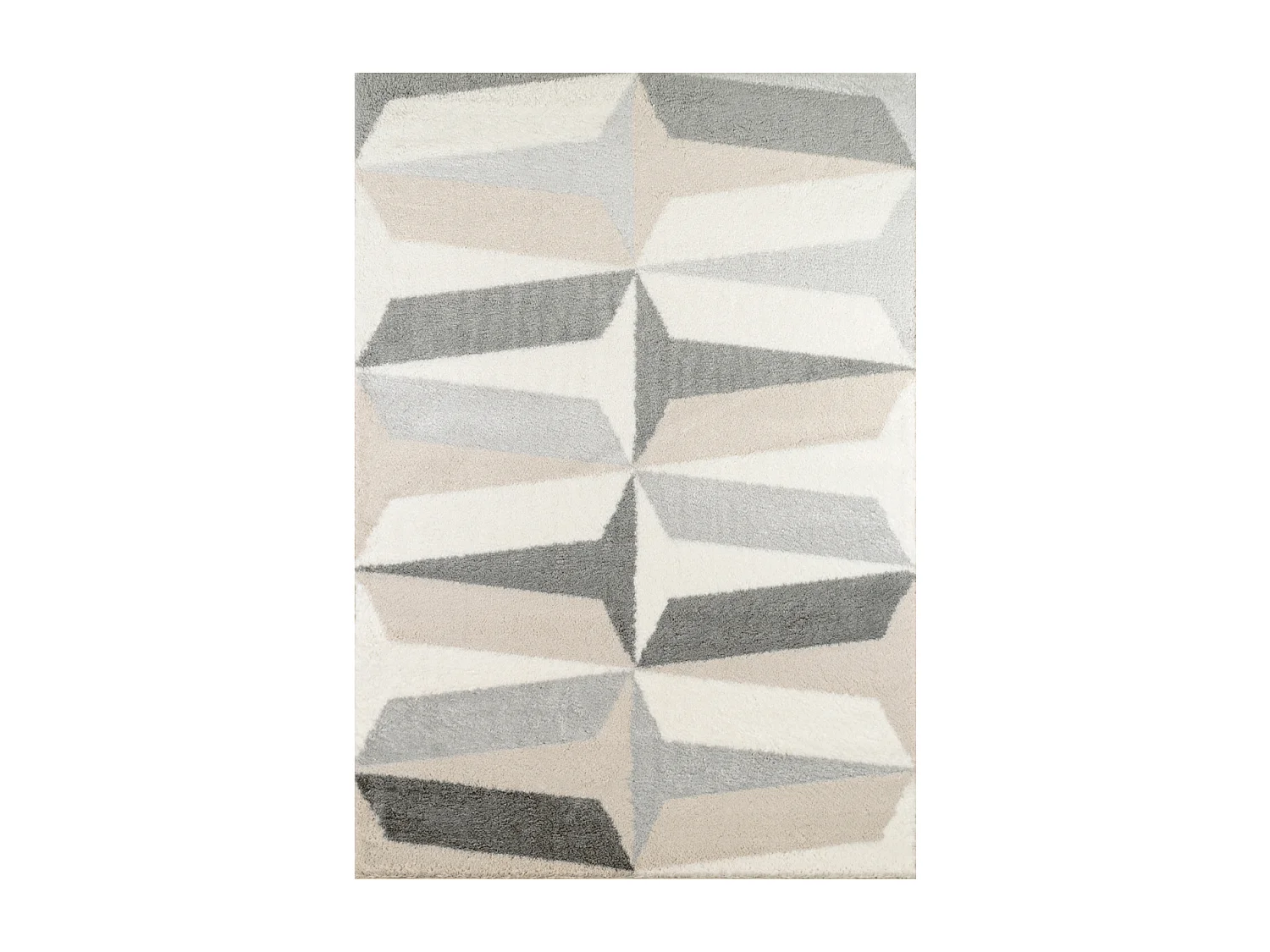 tapis entrée 80x150 tissé gris et blanc rectangle motif géométrique NUEVO