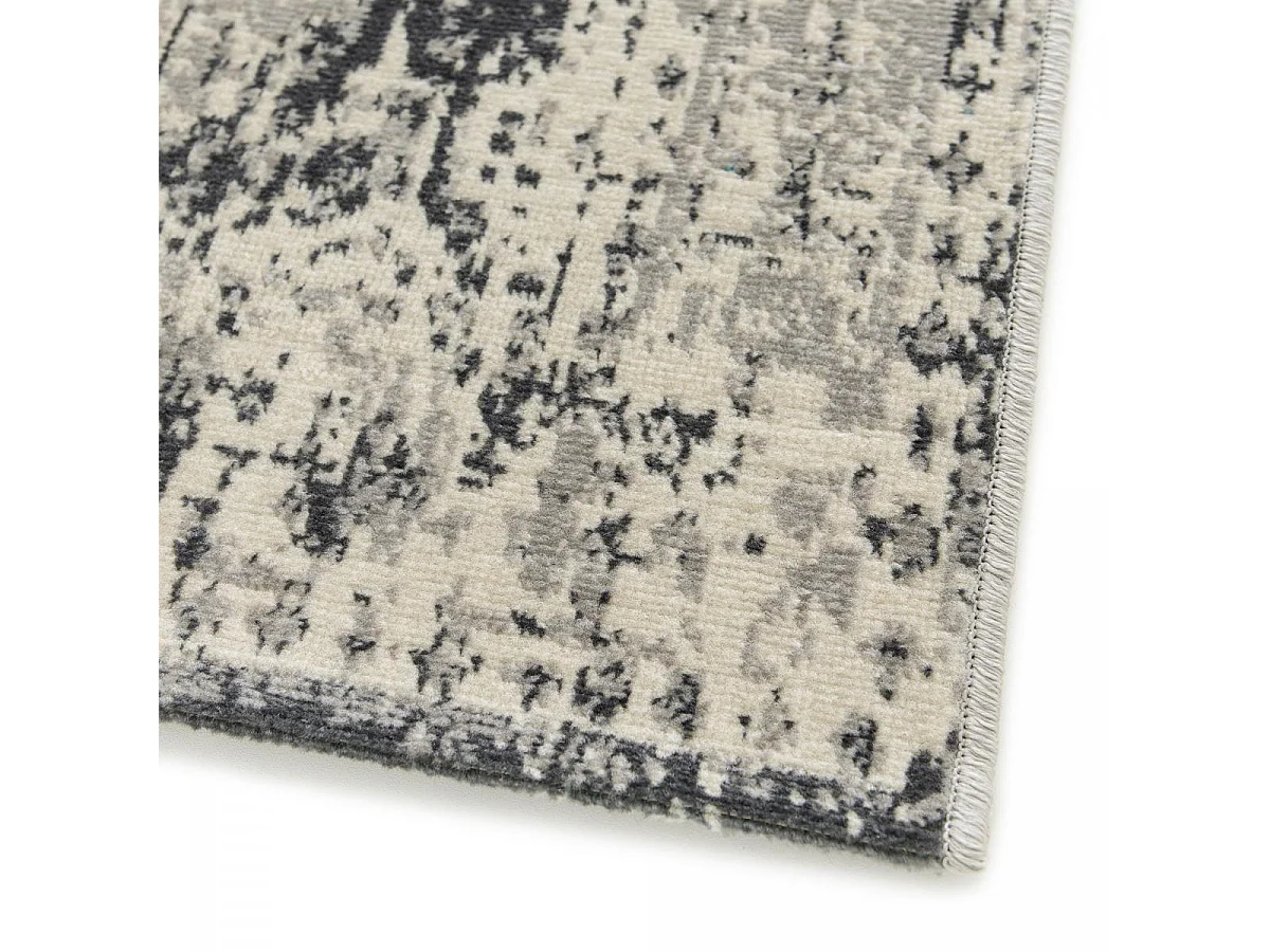 tapis chambre 80x150 tissé gris rectangle motif oriental LUMIN 1