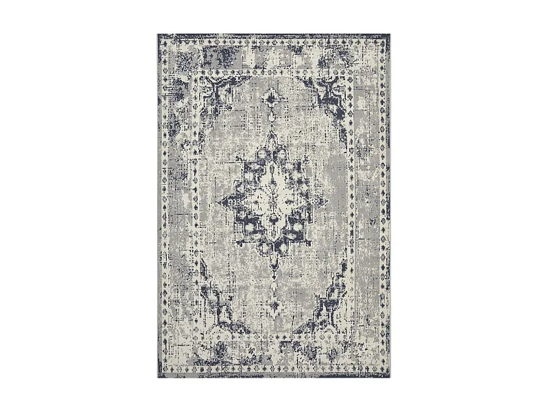 tapis chambre 80x150 tissé gris rectangle motif oriental LUMIN 1