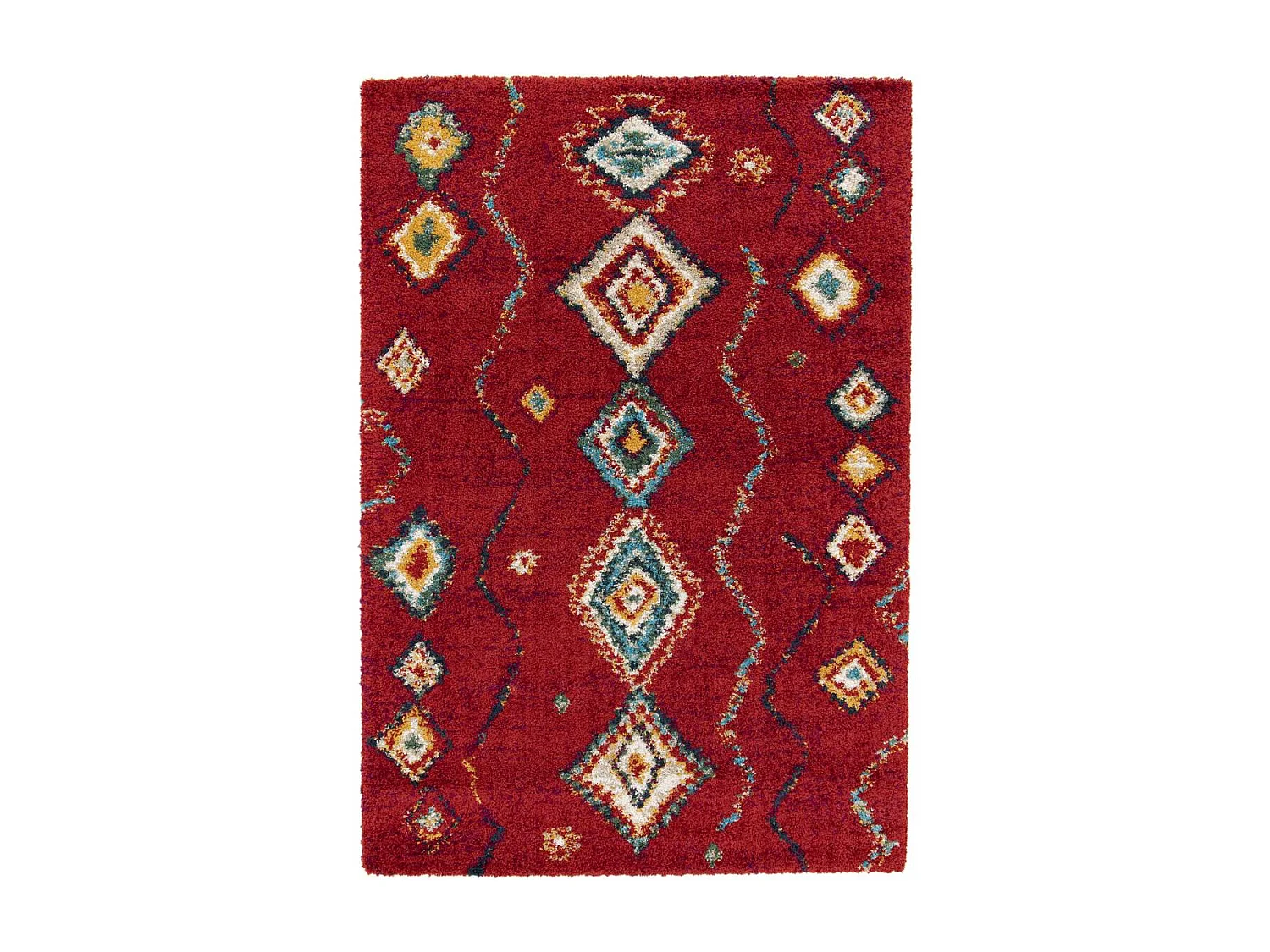 Tapis shaggy 120x170 rectangle tissé rouge et blanc motif berbère AMORE 4
