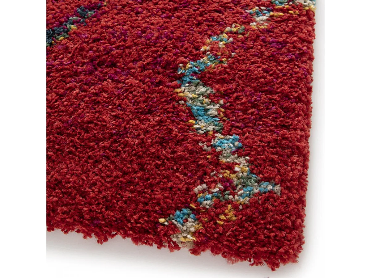 Tapis shaggy 120x170 rectangle tissé rouge et blanc motif berbère AMORE 4