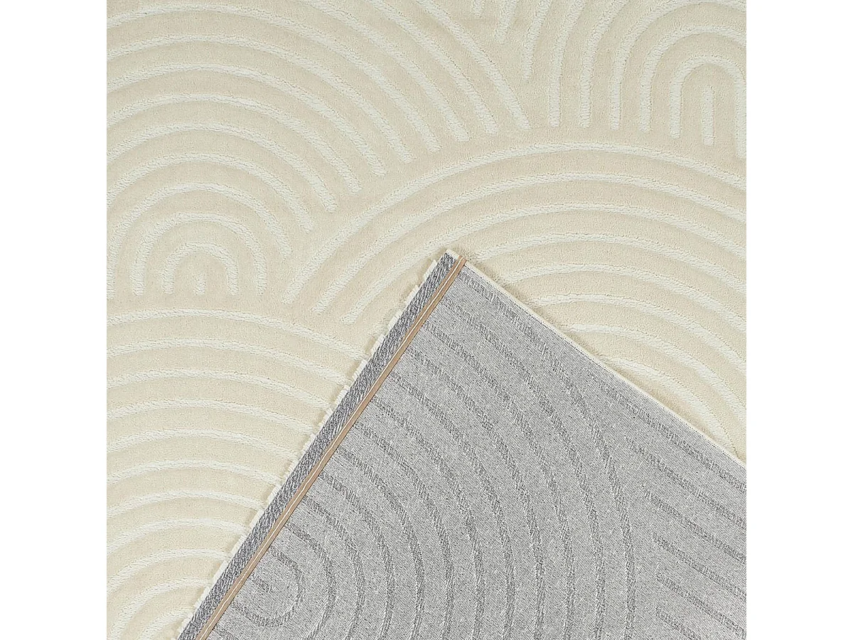 tapis grand salon 200x290 tissé beige et noir rectangle motif géométrique LUNKIN