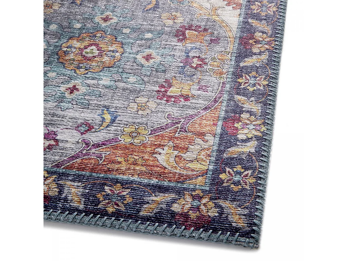 tapis grand salon 200x290 tissé violet et gris rectangle motif ethnique VIVACE 5