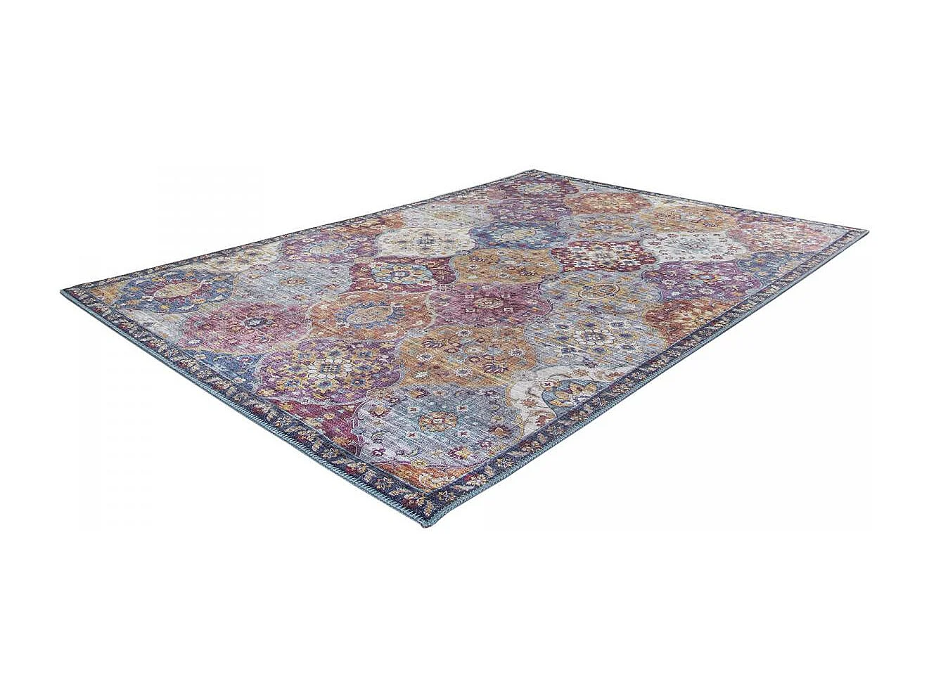 tapis grand salon 200x290 tissé violet et gris rectangle motif ethnique VIVACE 5
