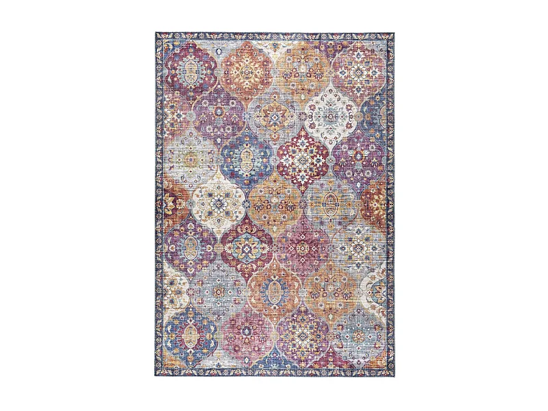 tapis grand salon 200x290 tissé violet et gris rectangle motif ethnique VIVACE 5