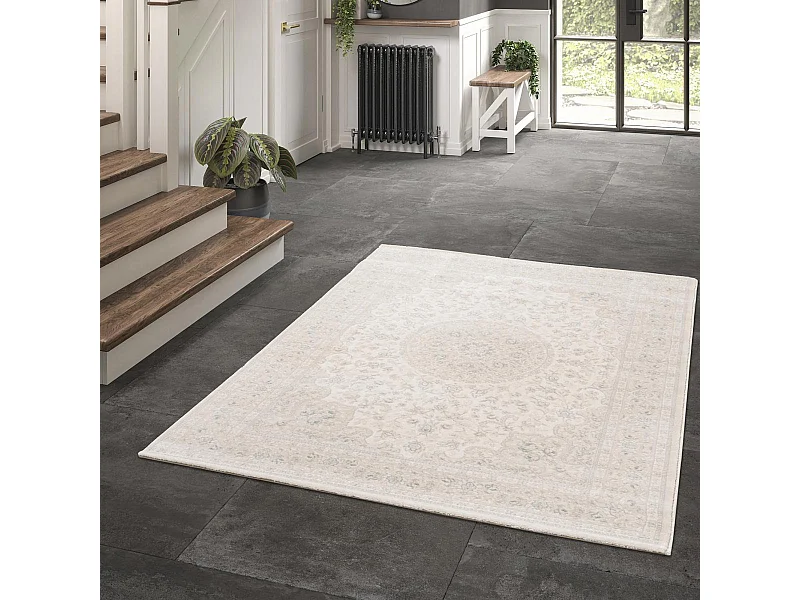 tapis salon 120x170 tissé crème rectangle motif oriental LUCEN 7